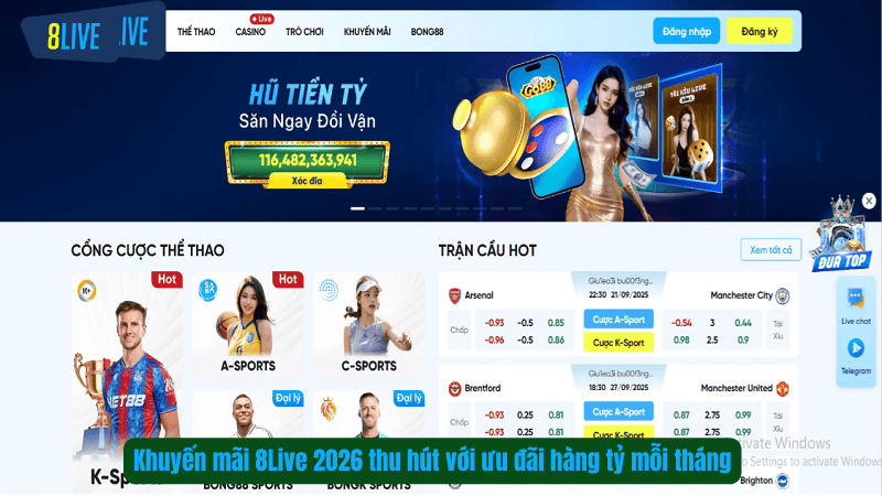 Khuyến mãi 8Live 2026 thu hút với ưu đãi hàng tỷ mỗi tháng